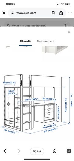 Ikea loft bed with desk