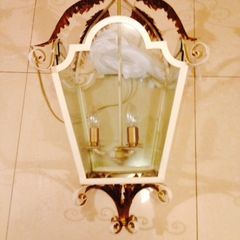 French Antique Lantern Cream & Gold Trim