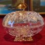 Killarney Crystal Cut Crystal Glass Congratulations On Your Wedding Lidded Jewelry Dish / Bowl With 22 Carat Gold Cover Handle and Footed Base Finishing Made In I Image 3