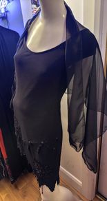 1990s Y2K Black Beaded Party Dress