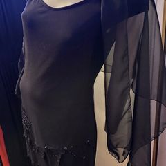 1990s Y2K Black Beaded Party Dress