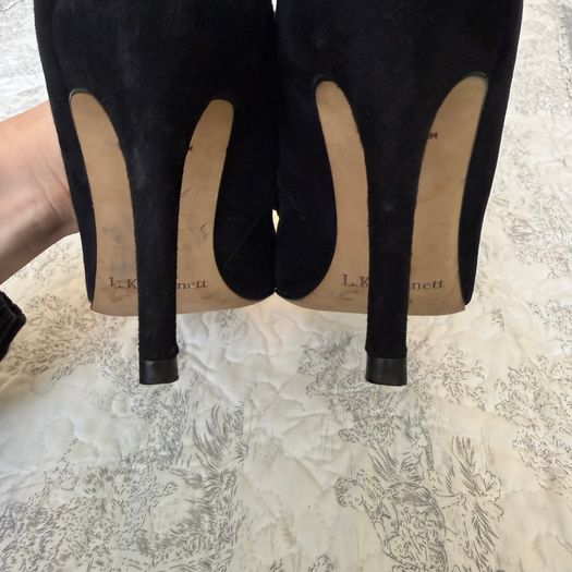 L.K. Bennett Suede Mesh Accents Black Pumps