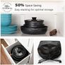Academy Non Stick Pots and Pans Set, Detachable Handle Induction Hob Pans Set,10 Piece Black Granite Cookware Set with Removable Handle Stackable RV Camp Cookware Image 8