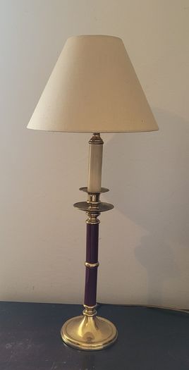 Vintage brass & burgundy table lamp