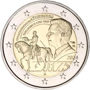 Luxembourg 2 Euro Commemorative Coin 2024 - Grand Duke William II. Uncirculated.