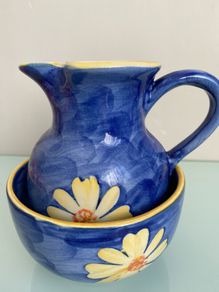 New Hand painted pottery Jug and Bowl