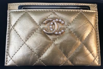 Chanel gold cardholder