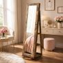 Rotating Jewellery Cabinet with Full Length Mirror Lockable Storage Rustic Brown Image 2