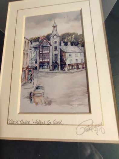 Philip Gray Signed "CLOCK TOWER , MALLOW CO.CORK" Framed Matted Print Ireland