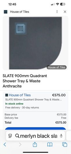 New black slate quadrant shower tray