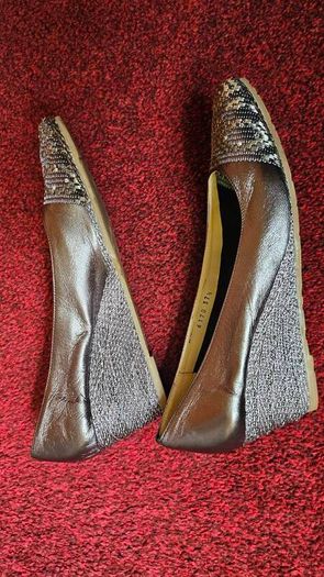 Cristina Firenze silver leather wedges 37.5