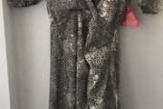 AX Paris Mono Animal MIDI Dress Black / Stone size 14  New with tags