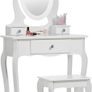 Girls Dressing Table (Age 8-13yrs) with Mirror and Stool, Gift for Girls, Kids Dressing Vanity Table Set with Crystal Knobs and Chair, Children's Dressing Tables Image 4
