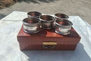 5 X Sterling Silver Napkin Rings With Vintage Leather Case