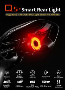 Bicycle Smart Auto Brake Sensing Light IPx6 Waterproof LED Charging Cycling Taillight Bike Rear Light Accessories Q5