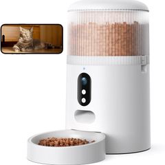 Automatic Cat Feeder with Camera, 3MP HD Video with Night Vision, 5G/2.4G WiFi Cat Feeder with APP Control, 2-Way Audio, Low Food Sensor, Motion Alerts for Cats and Dogs