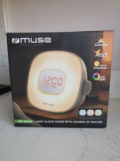 Muse ML-198 CR Sunrise Wake-Up Light Alarm Clock Radio in excellent condition and complete with original box.