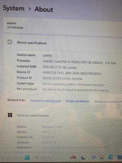 Lenovo ThinkPad X13 13.3" i5-10210U (i5 10th Gen) 8GB RAM - 256GB - WIN11 Pro