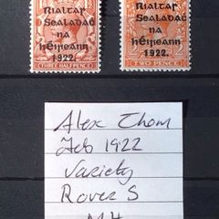 Ireland Feb 1922 Alex Thom Variety R of Rialtas over S of Saorstat MH