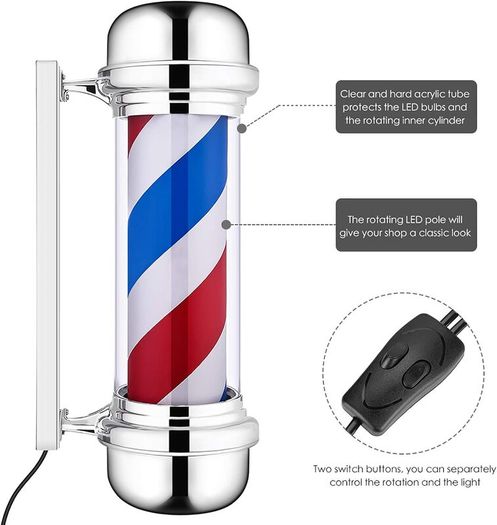 Professional LED Barber Shop Pole Wall Mounted