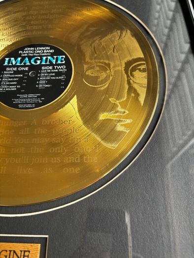 John Lennon Ltd Edition Imagine Gold Record RARE