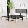 Double Bed Frame Upholstered Bed Frame Double Bed,Black | Upholstered Headboard,Heavy Duty Metal Slats Support,Mattress Base,Under Bed Storage,Easy Assembly,No Box Spring Needed Image 2
