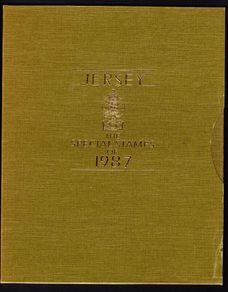 1987 Jersey (Channel Islands) Stamp Year Book (softback) issued by Jersey Post with 14 images of content