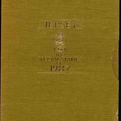 1987 Jersey (Channel Islands) Stamp Year Book (softback) issued by Jersey Post with 14 images of content