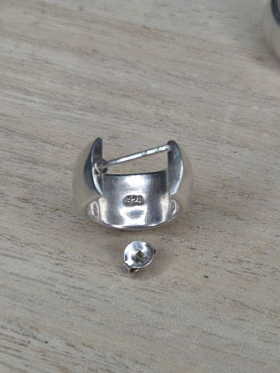 Sterling Silver Thick Chunky Half Hoop Earrings