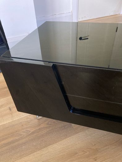 black glass tv unit