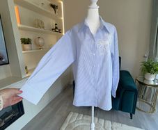 Brand-new Blue and White Striped Long-sleeved Ladies Shirt by Kelly & Grace Weekend