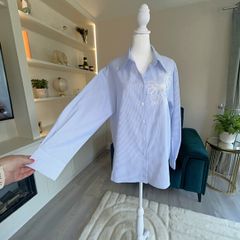 Brand-new Blue and White Striped Long-sleeved Ladies Shirt by Kelly & Grace Weekend