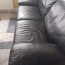 black leather  2 seater and chair free delivery Image 3