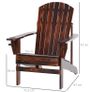 Outdoor Classic Wooden Adirondack Deck Chair with Cup Holder - Carbonized Color Image 2