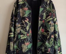 Zara Man Green Plant Floral Bomber Size XL
