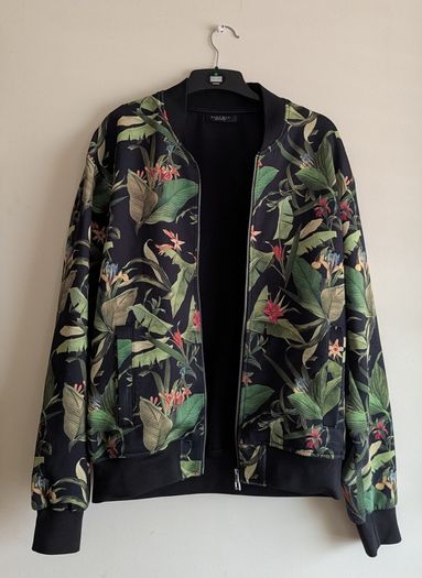 Zara Man Green Plant Floral Bomber Size XL
