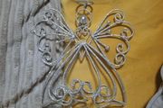 metal silver glitter angel tree topper