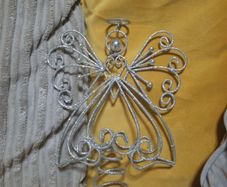 metal silver glitter angel tree topper