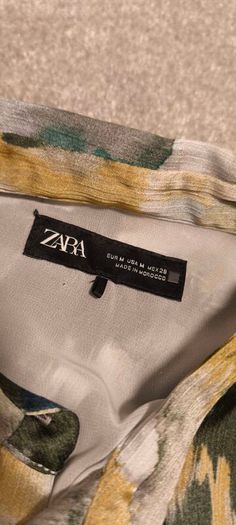 Zara Abstract Watercolor Print Belted Shirt Dress - Size M