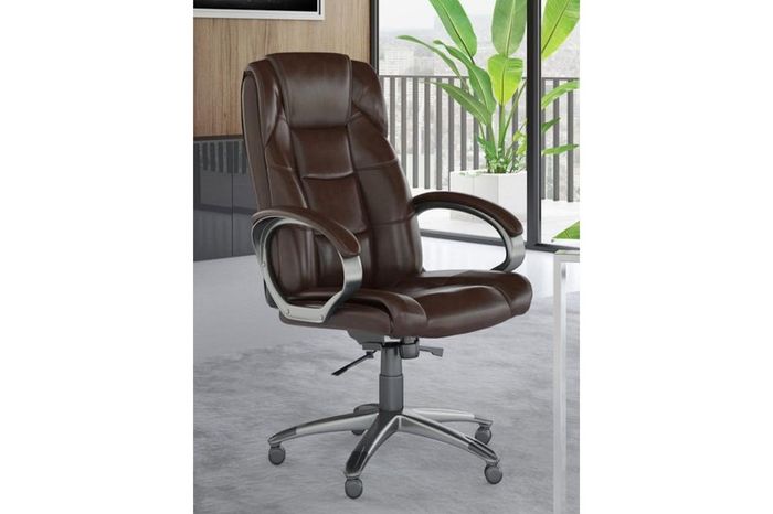 Good quality brown leather office swivel chair