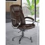 Good quality brown leather office swivel chair Image 2
