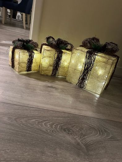 Set of 3 Illuminated Christmas Presents Decor for Indoor Use