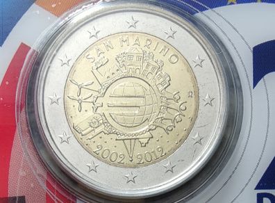 San Marino 2 Euro Brilliant Uncirculated Coin 2012 - 10 Years of Euro Cash