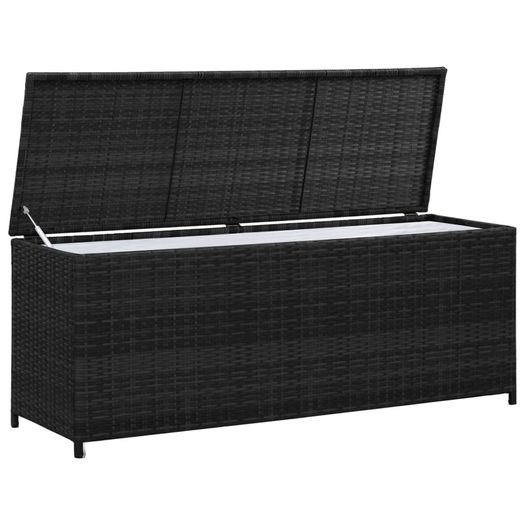 Garden Storage Box Black 150x50x60 cm Poly Rattanv