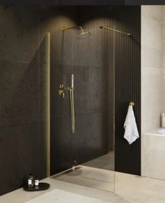 Walk In Screen Brushed Gold 100x195