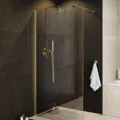 Walk In Screen Brushed Gold 100x195