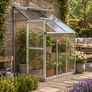 Lean To Aluminium Greenhouse with Base 4.09m3 Wall Garden Greenhouse with Roof Vent and Sliding Door Image 5
