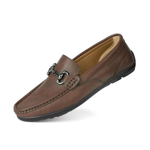 Brand New Men's Moccasins Leather Loafers Slip-On Shoes - Reddish Brown
