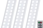 Wireless Under Cupboard Light with Remote, 24 LED Motion Sensor Lights USB Rechargeable Battery Strip Light Under Cabinet Kitchen Night Light Stick up Closet,Wardrobe,Stairs,Hallway,Garage (3 Pack)