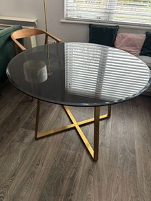 Laura James round glass dining table - gold frame